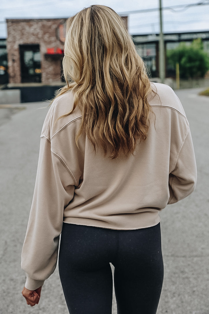 Rory Raw Hem Crop Crew [Taupe]