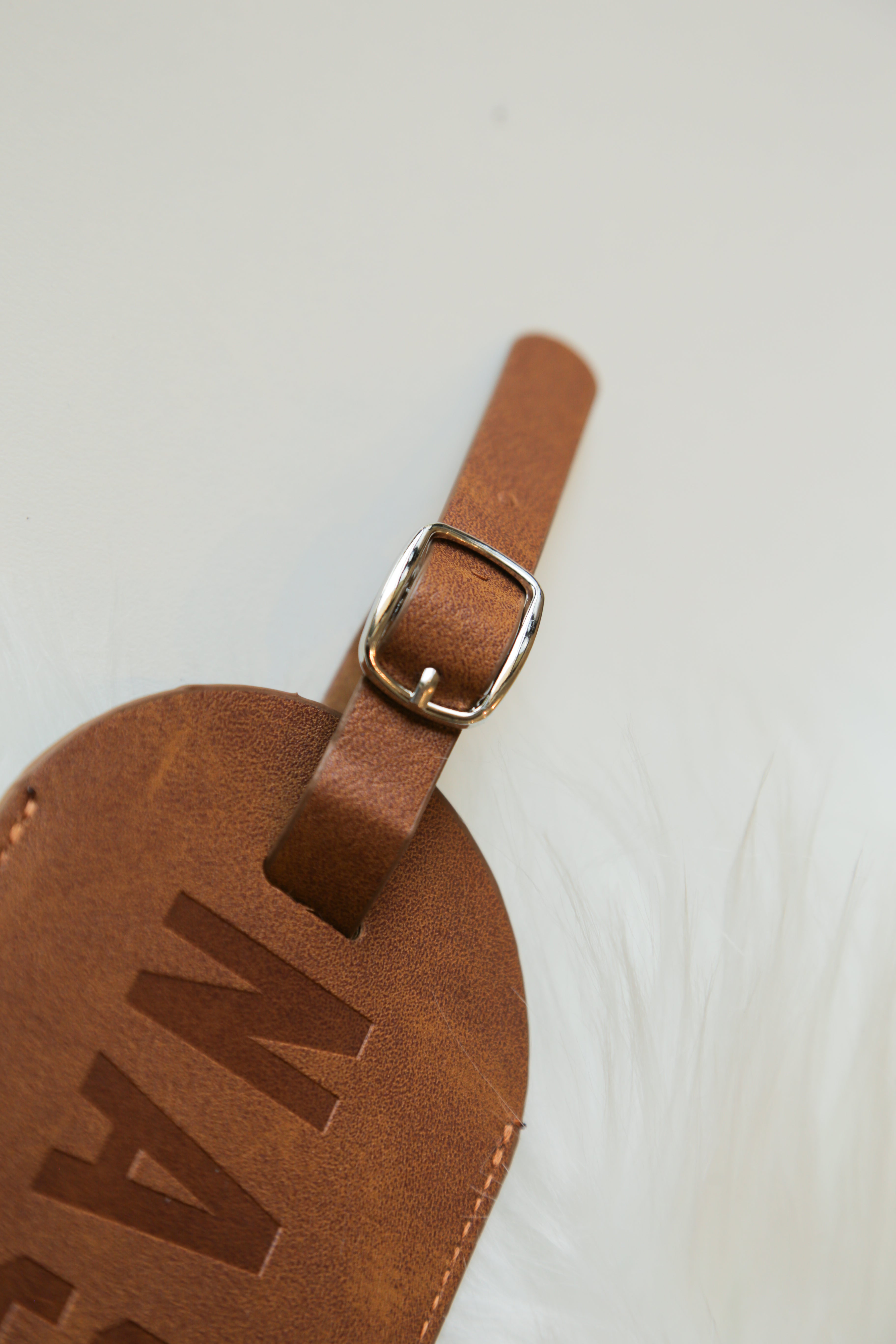 Leather Debossed Luggage Tag [Brown]