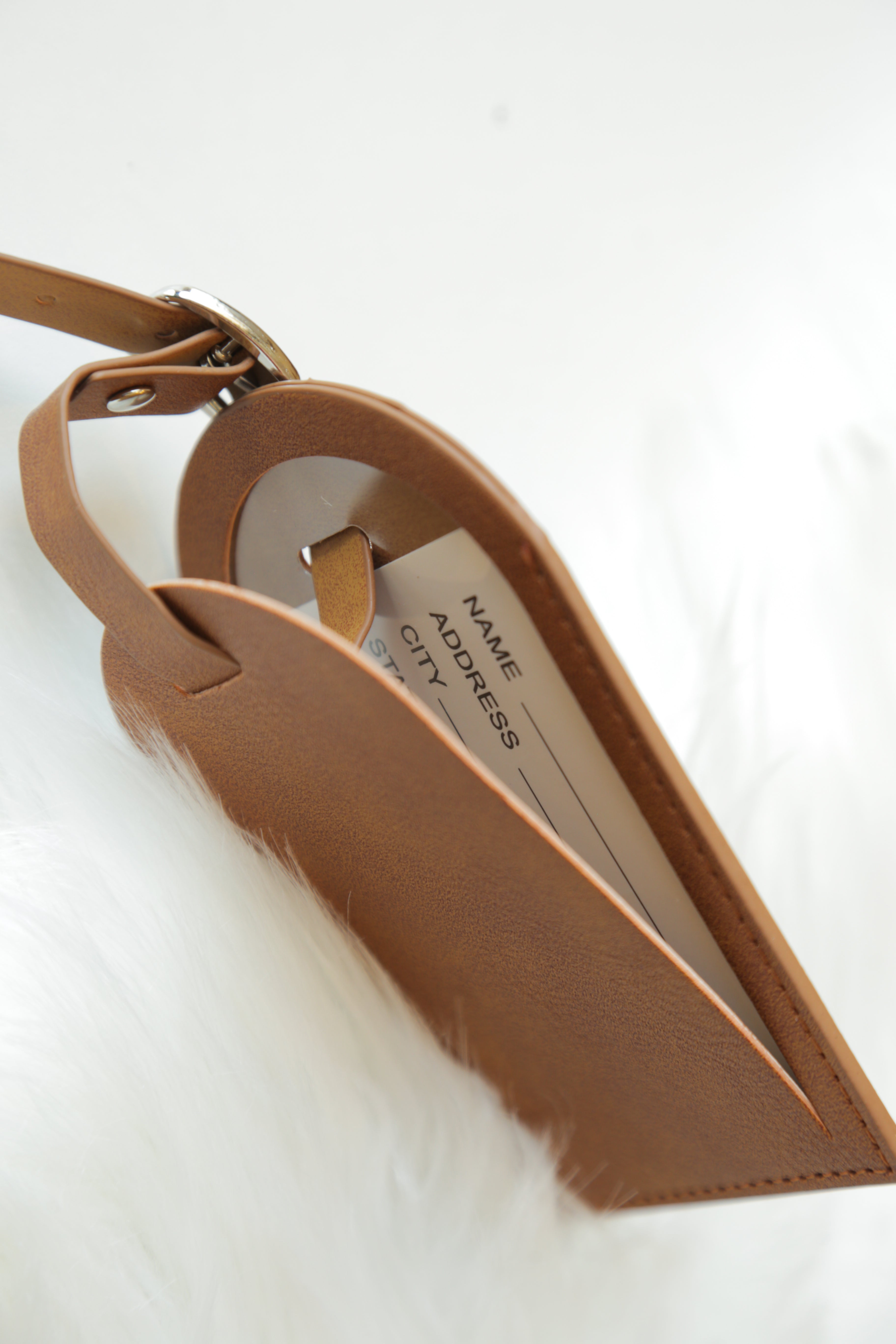 Leather Debossed Luggage Tag [Brown]