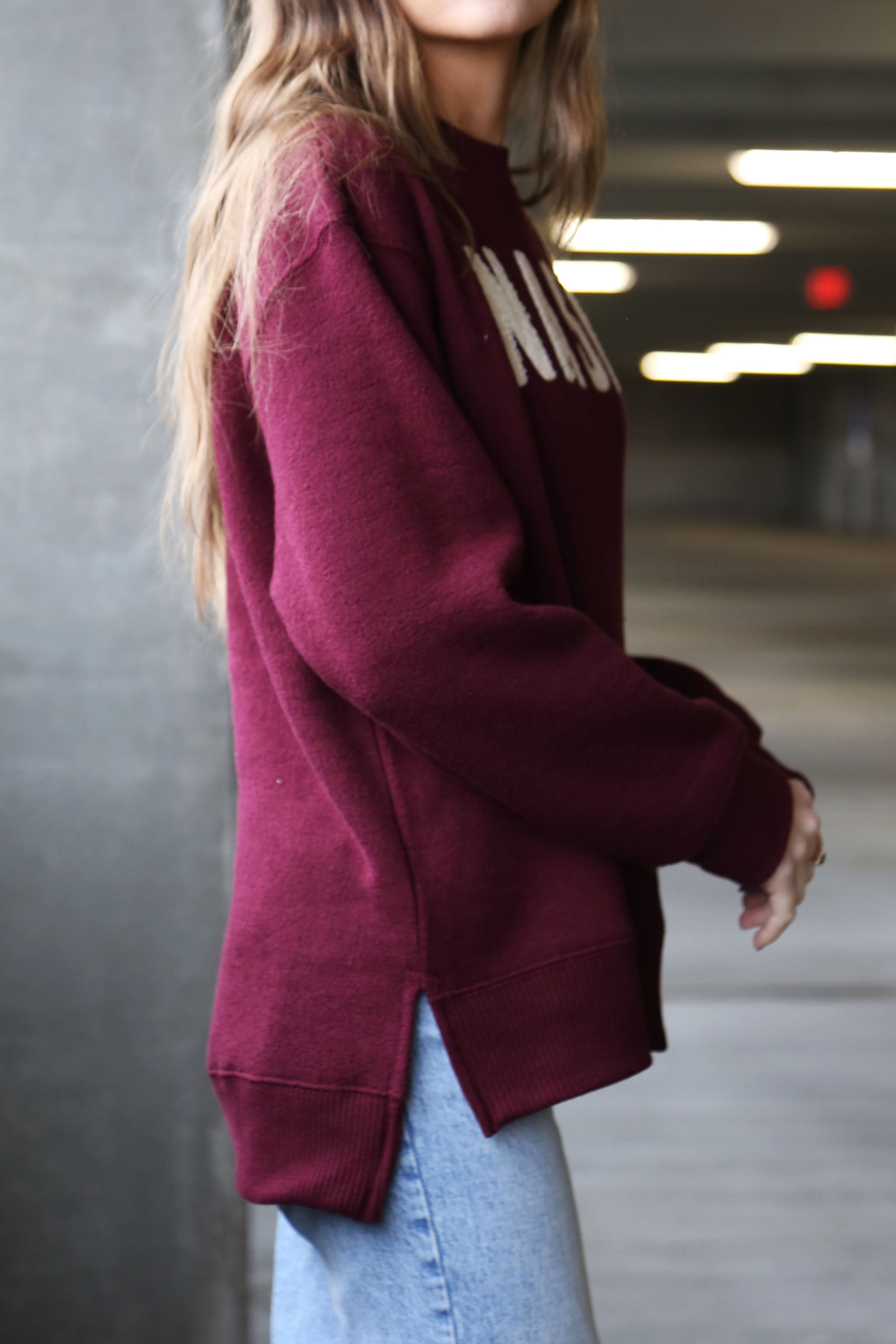 NASH Terry Fleece Crew [Maroon/Ivory]