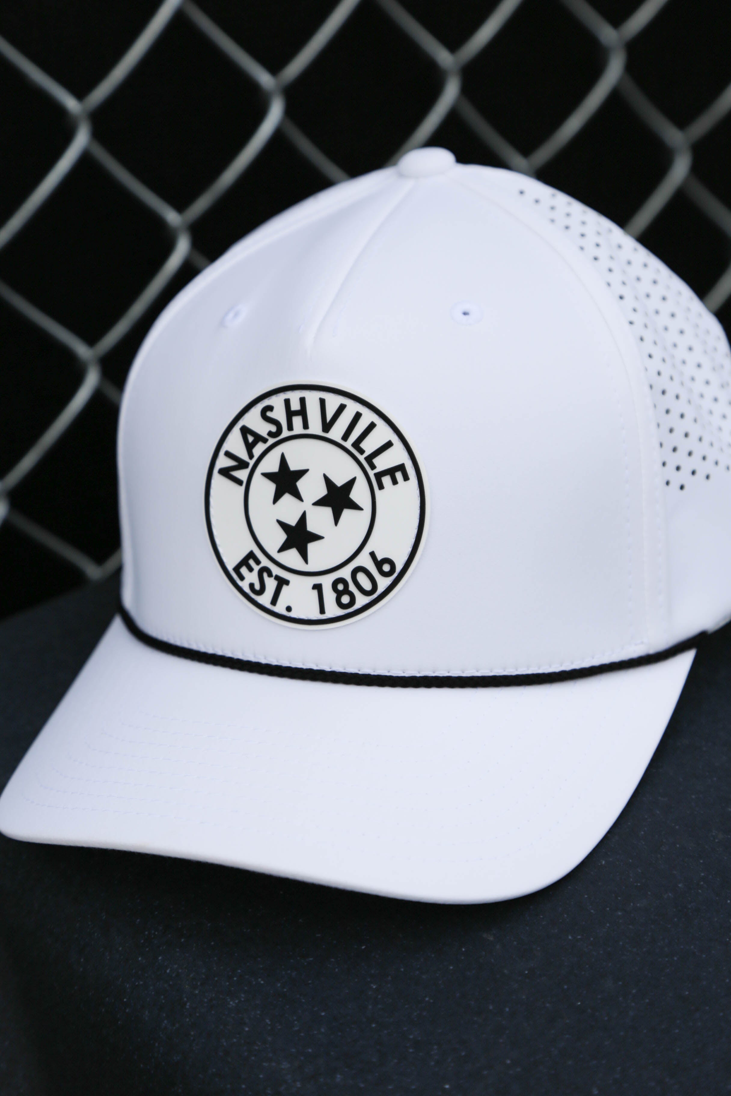 Nashville TriStar Perforated Snapback [White]