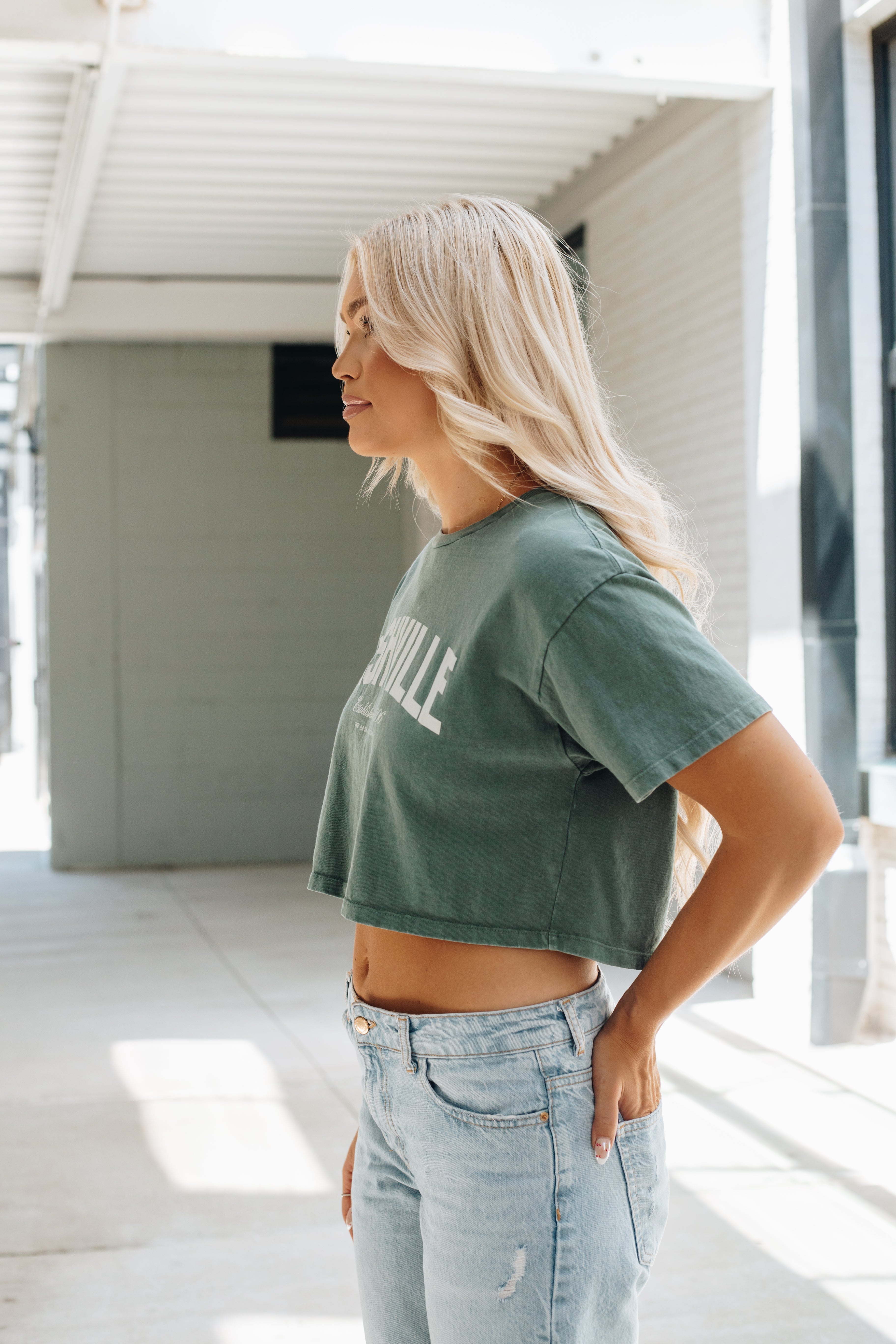 Annabelle Boxy Crop [Dusty Green]