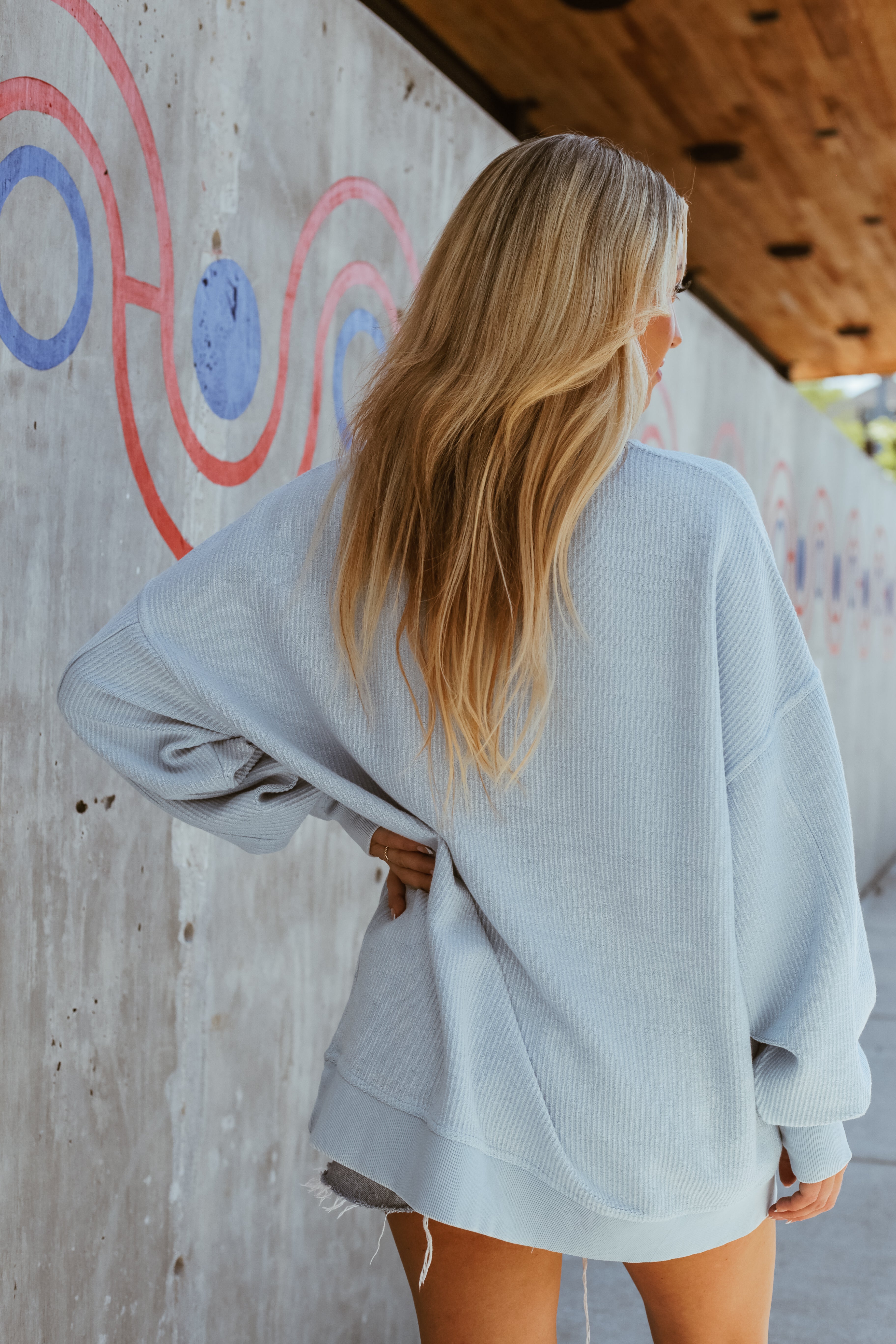 Lakeside Oversize Corded Sweatshirt [Light Blue]