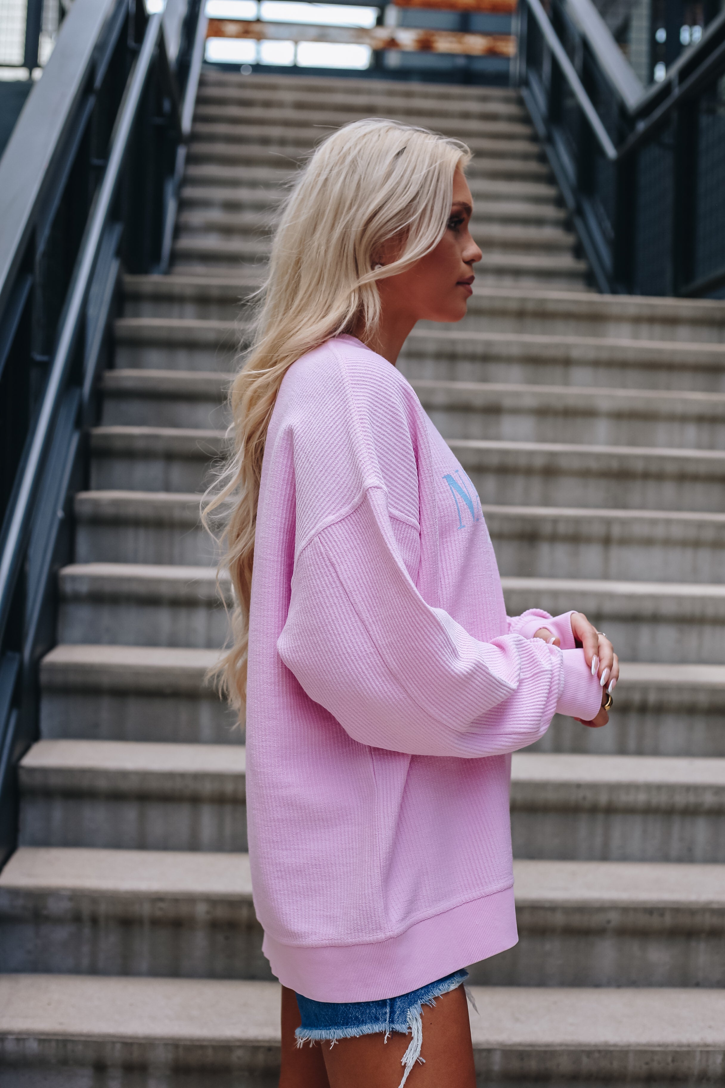 Lakeside Oversize Corded Sweatshirt [Pink]