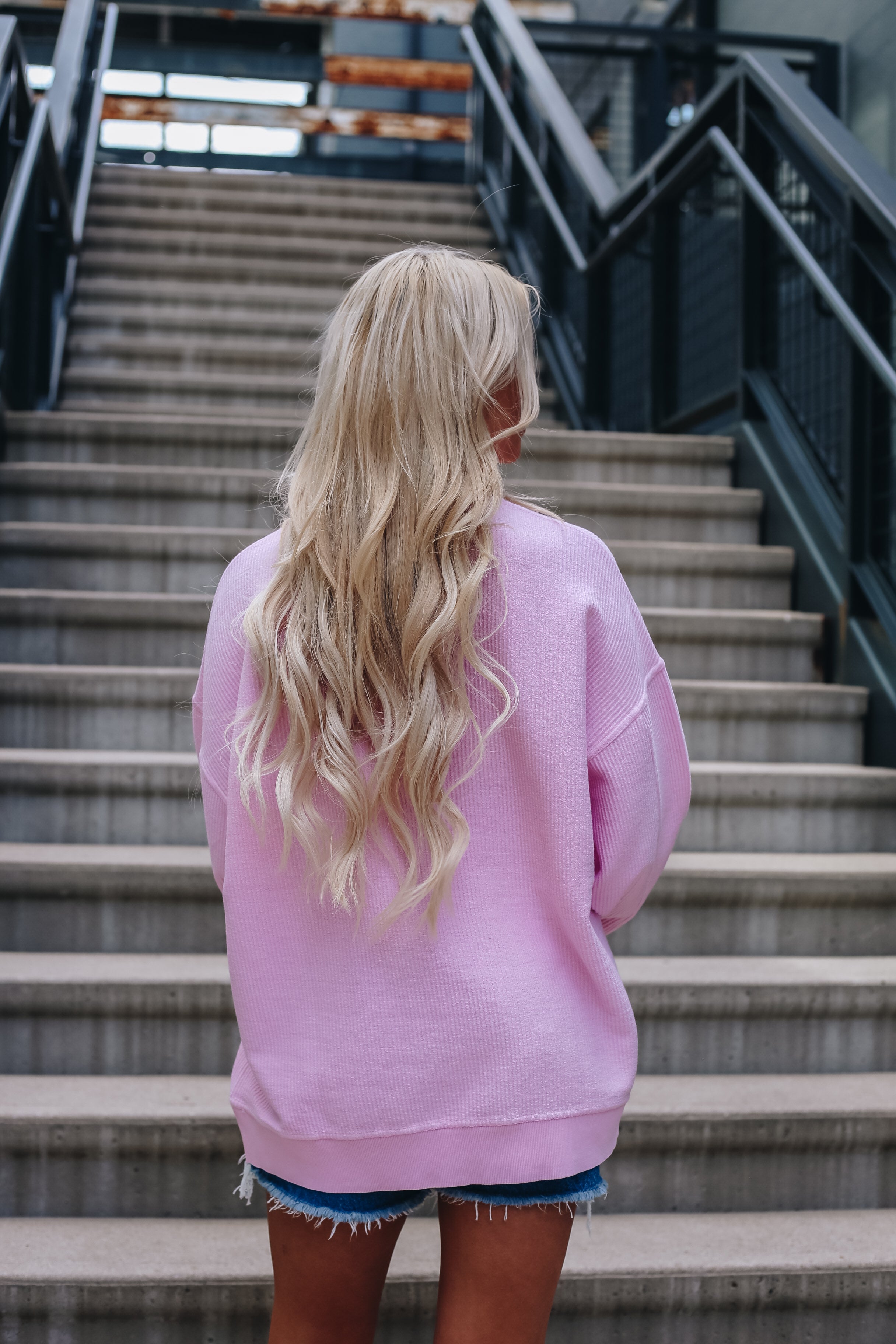 Lakeside Oversize Corded Sweatshirt [Pink]