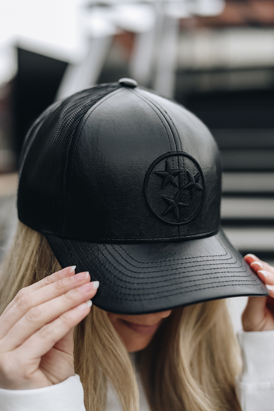 TriStar Faux Leather Trucker [Blackout]