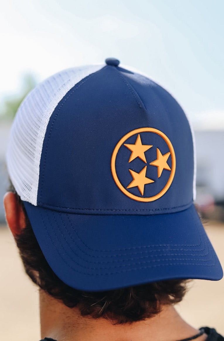 Neoprene TriStar Trucker  [Navy/White/Orange]