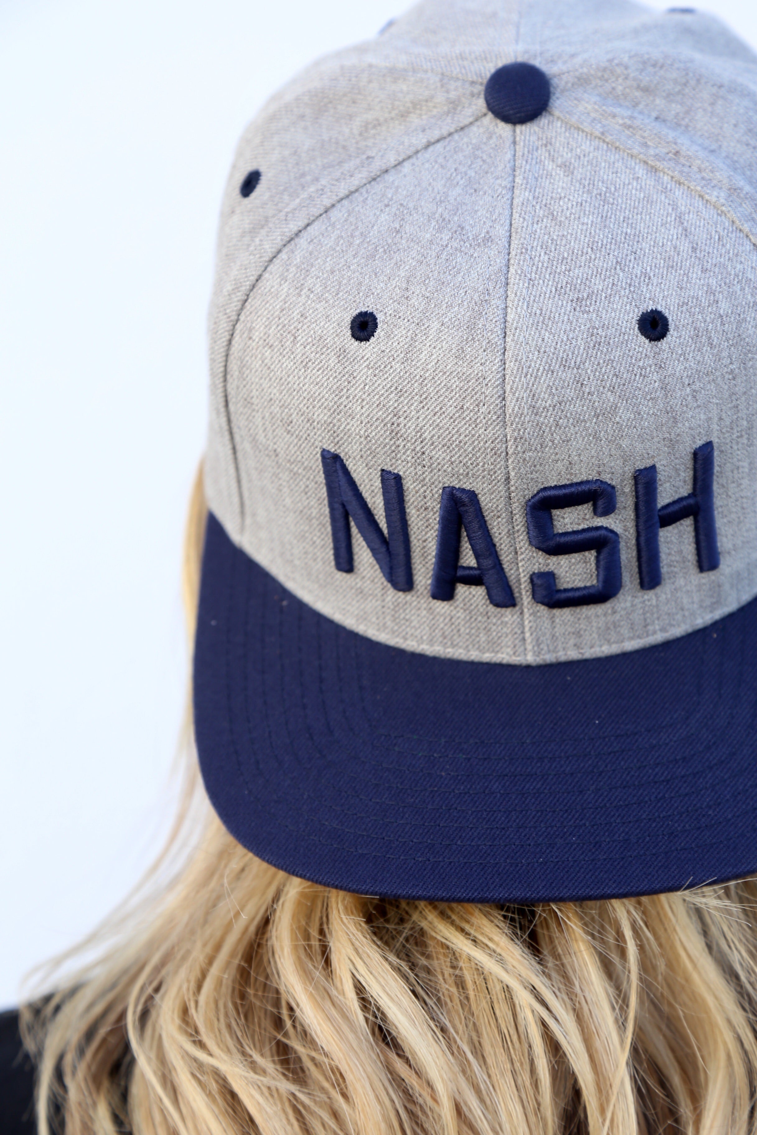 Two-Tone Heather/Navy NASH Flat Bill